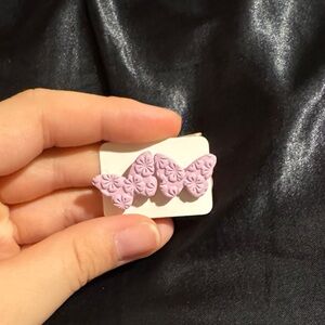 Purple Floral Butterfly Earrings